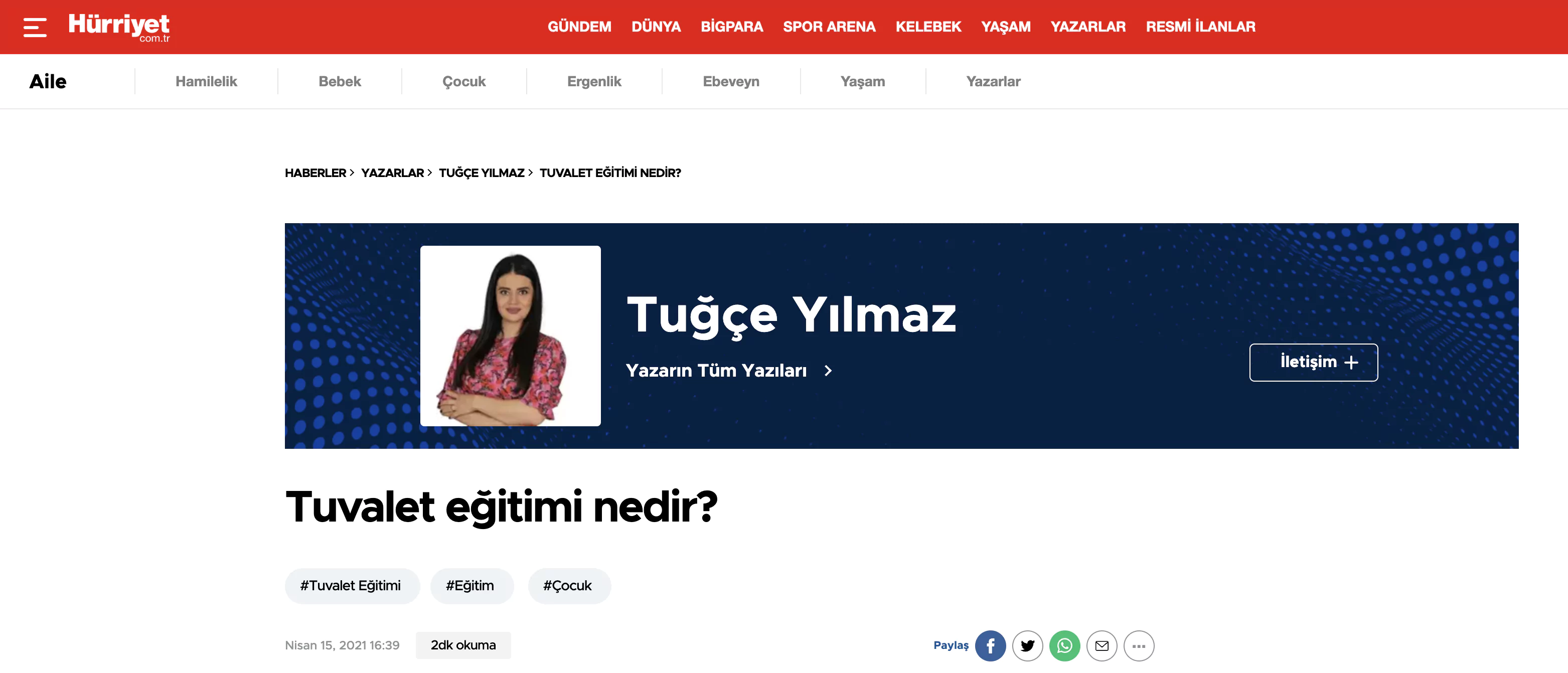 Uzman Psikolog Tuğçe Yılmaz - Tuvalet eğitimi nedir?