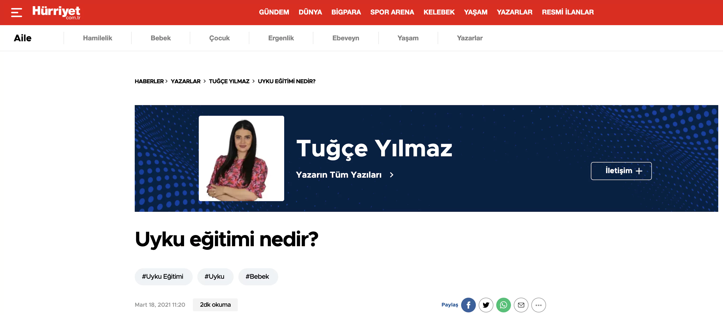 Uzman Psikolog Tuğçe Yılmaz - Uyku eğitimi nedir?