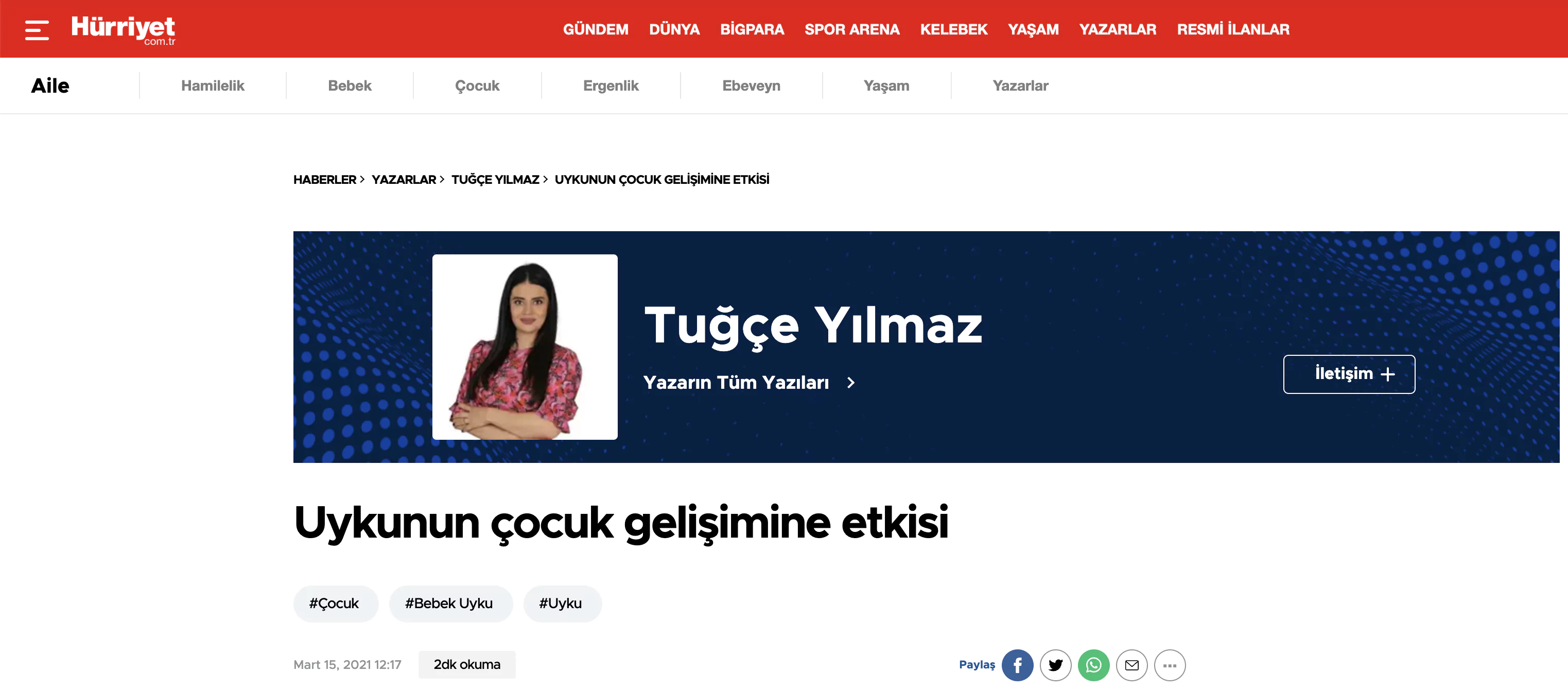 Uzman Psikolog Tuğçe Yılmaz - Uykunun çocuk gelişimine etkisi